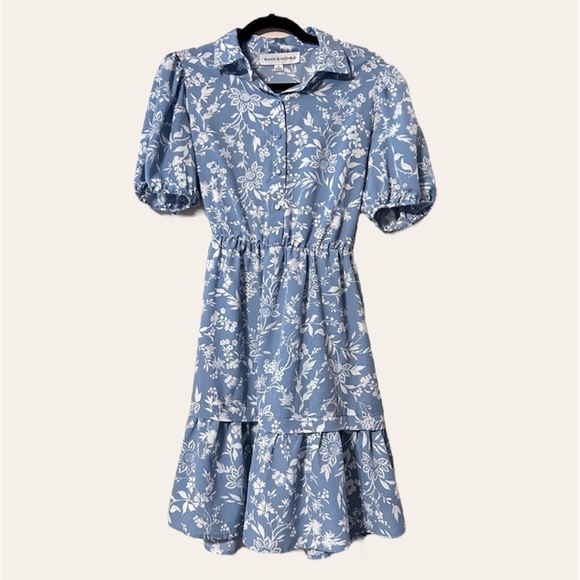 Emma & Michele Dresses & Skirts - NEW [emma & michele] floral short sleeve button-up tie-front tiered dress